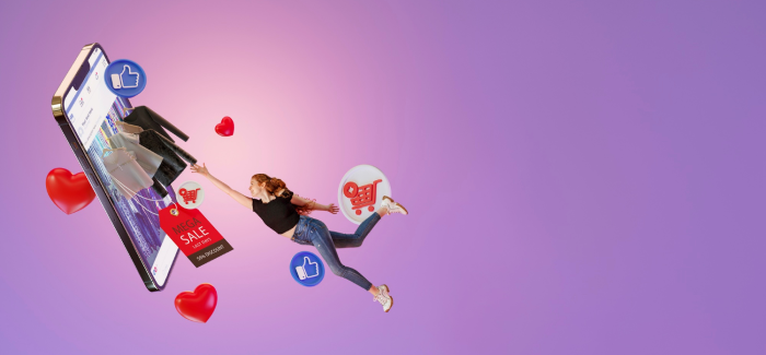 Ilustración de joven interactuando con Social Ad virtual